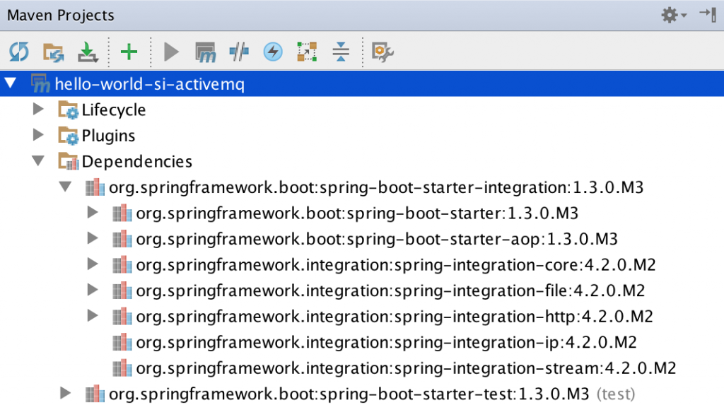 Spring Boot and Spring Integration maven dependencies in IntelliJ