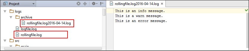Output of Rolling File Appender