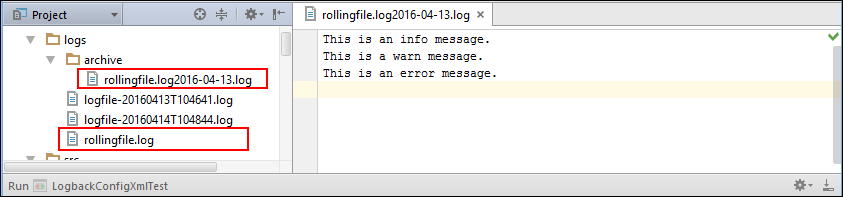 Rolling File Appender Output from Logback