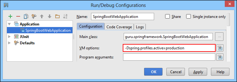 Run Debug Configurations Dialog Box