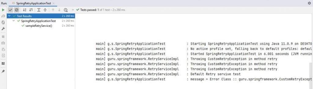 Spring Retry console output
