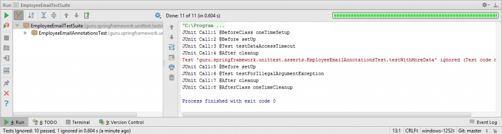 JUnit test suite Output in IntelliJ